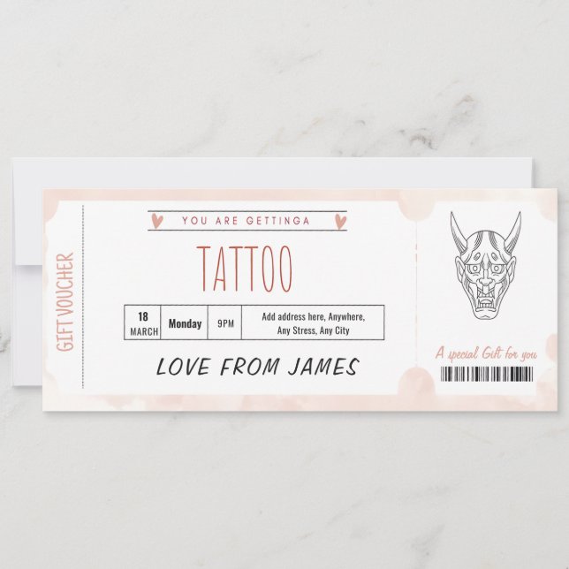 Editable Surprise Tattoo Voucher Ticket Template (Front)