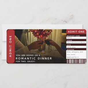 Editable Surprise Ticket - Romantic Dinner for Two Card