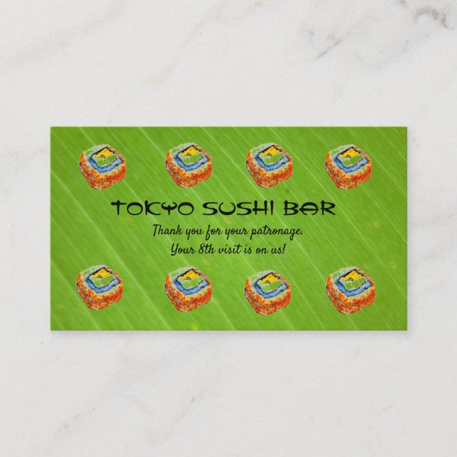 Editable Sushi Bar Loyalty Rewards Card (Front)