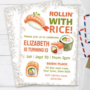 Editable Sushi Birthday Party Invitation