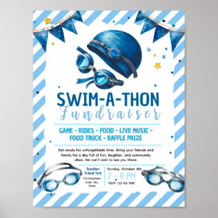 Editable swim a thon Fundraiser Flyer Poster