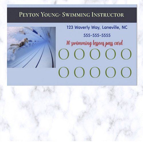 Editable Swimming Lessons Pass Card
