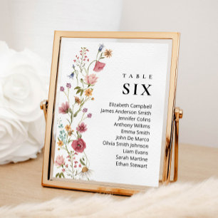Editable Table Number Seating Chart Card