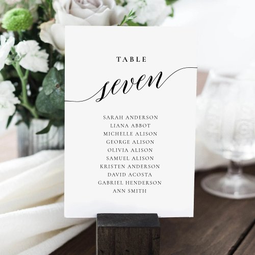 Editable Table Number Seven Seating Chart Card