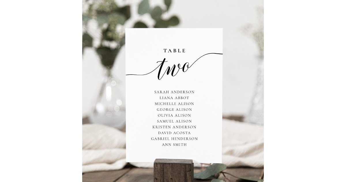 Editable Table Number Two Seating Chart Card | Zazzle