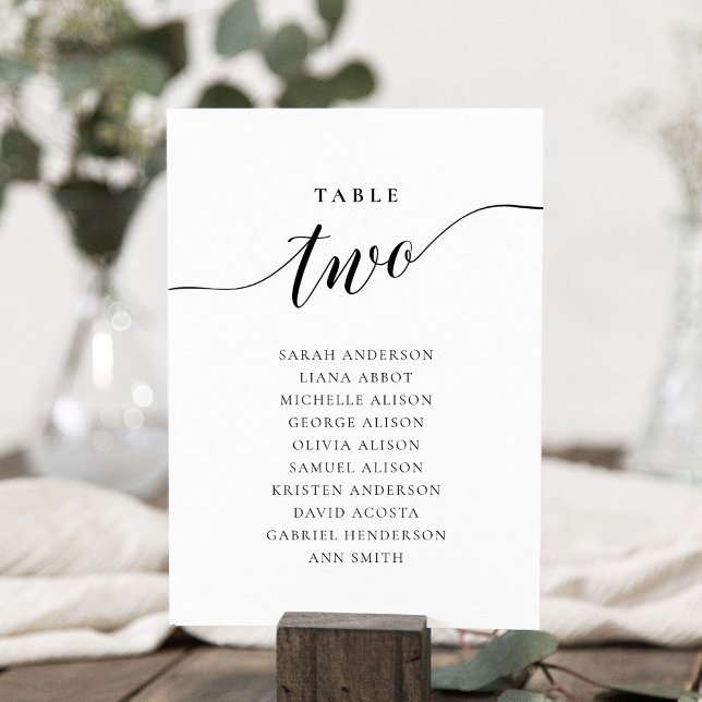 Editable Table Number Two Seating Chart Card (Table number wording Two. Hanging seating chart)