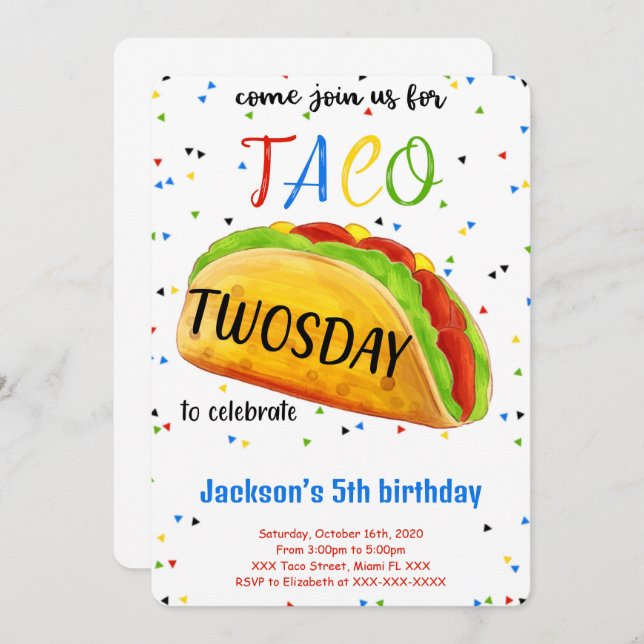 Editable Taco Birthday Invitation (Front/Back)
