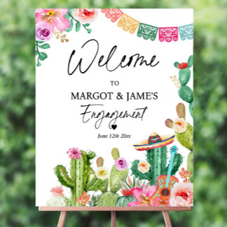 Editable Taco 'Bout Love Fiesta Engagement Welcome Foam Board