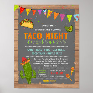 Editable taco fiesta fundraiser flyer poster
