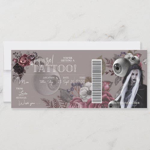 EDITABLE Tattoo Birthday Gift Card Voucher 