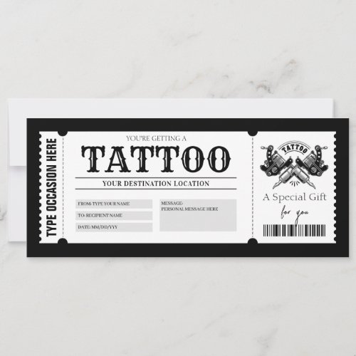EDITABLE Tattoo Get Inked Gift Card Voucher
