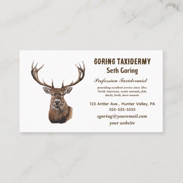 Editable Taxidermist Business Card (Front)