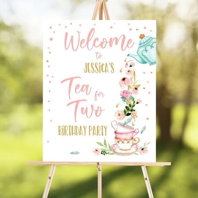 Editable Tea for Two Party Welcome Sign Tea Birthd (Creator Uploaded)
