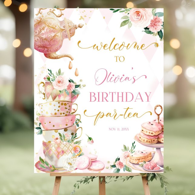 EDITABLE Tea Party Welcome Sign Template Floral  (Creator Uploaded)