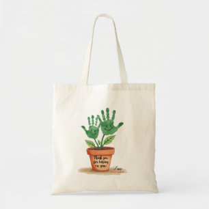 Editable Teacher Gift With Handprint Art Tote Bag