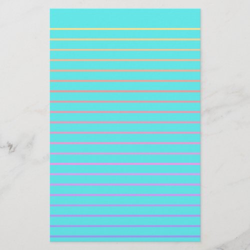 Editable Teal Decorative Lined Stationery Paper