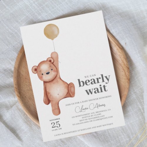 EDITABLE Teddy Bear Baby Shower Invitation