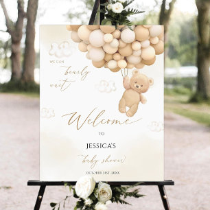 Editable Teddy Bear Baby Shower Welcome Sign, Bear Foam Board