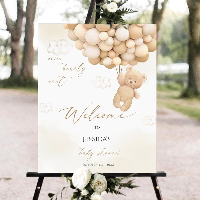 Editable Teddy Bear Baby Shower Welcome Sign, Bear Foam Board (Creator Uploaded)