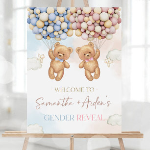 EDITABLE Teddy Bears Gender Reveal Welcome Sign