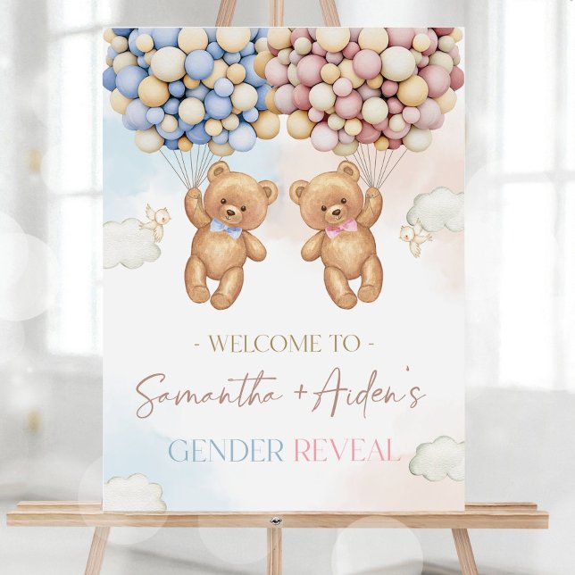 EDITABLE Teddy Bears Gender Reveal Welcome Sign (Creator Uploaded)