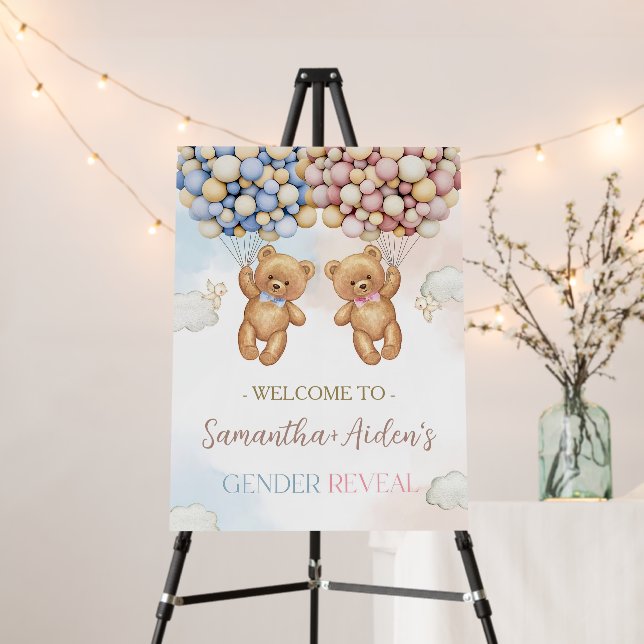 EDITABLE Teddy Bears Gender Reveal Welcome Sign (In Situ (Stand))