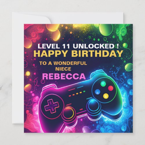 EDITABLE teenage Birthday Gaming son  Holiday Card