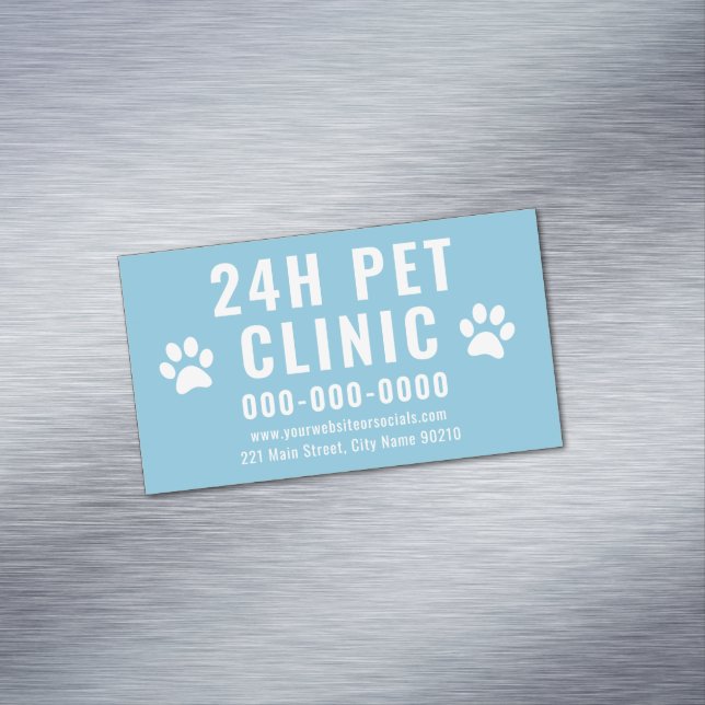 Editable Template Pet Clinic Veterinarian Business Business Card Magnet (In Situ)