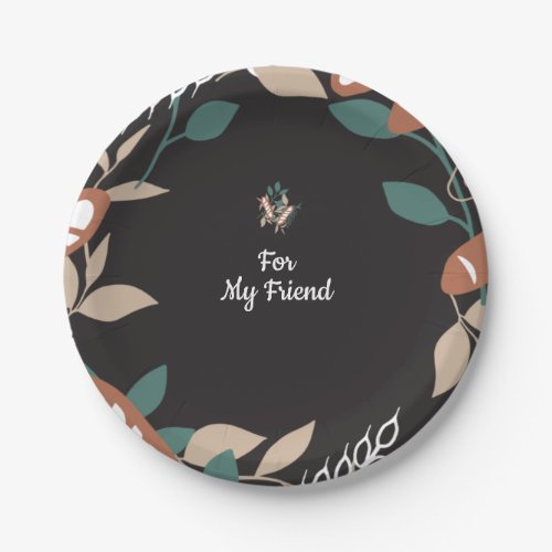 Editable text bread pattern classic round sticker paper plates