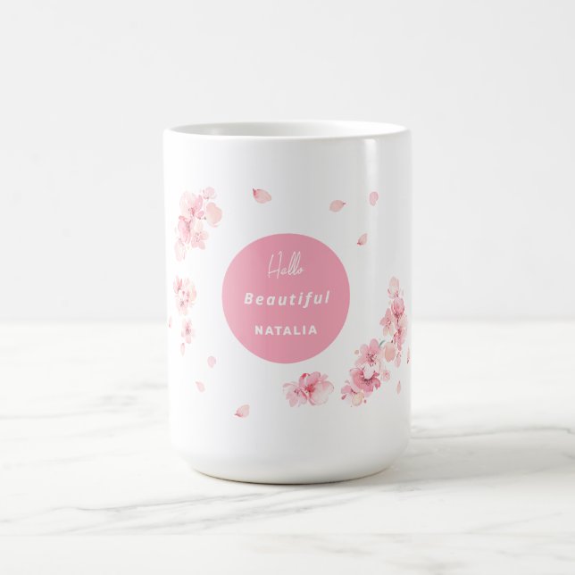 Editable text Cherry Blossom Mug for gift (Center)
