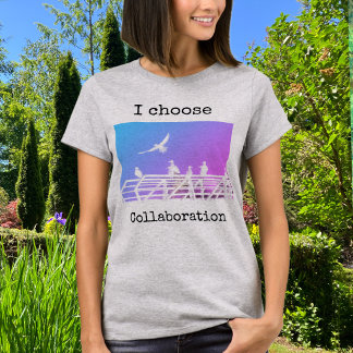 Editable Text Cute Seagulls Art Print Front & Back T-Shirt