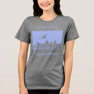 Editable Text Cute Seagulls Art Print Tri-Blend Shirt
