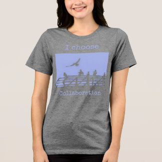 Editable Text Cute Seagulls Art Print Tri-Blend Shirt