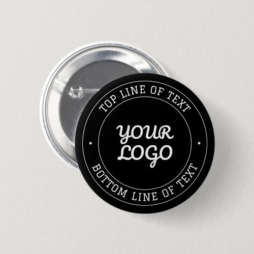 Editable Text Design w/Your Logo | Black and White Button