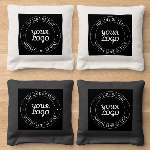 Editable Text Design w/Your Logo | Black and White Cornhole Bags