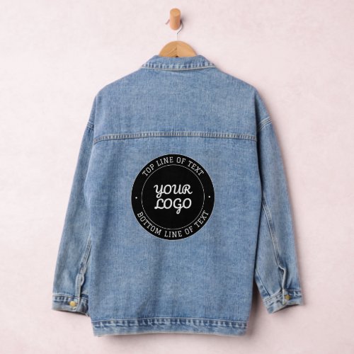 Editable Text Design w/Your Logo | Black and White Denim Jacket