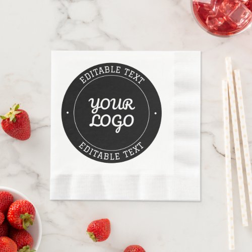 Editable Text Design w/Your Logo | Black and White Napkins