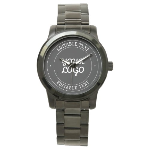 Editable Text Design w/Your Logo | Black and White Watch