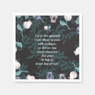 Editable text floral design black ver napkins