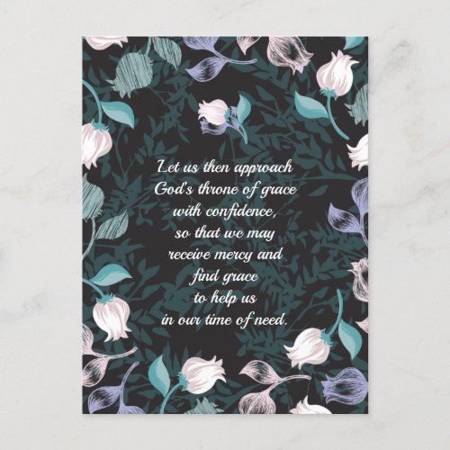 Editable text floral design black ver postcard