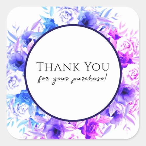 Editable Text Floral Thank You Welcome Home made Square Sticker
