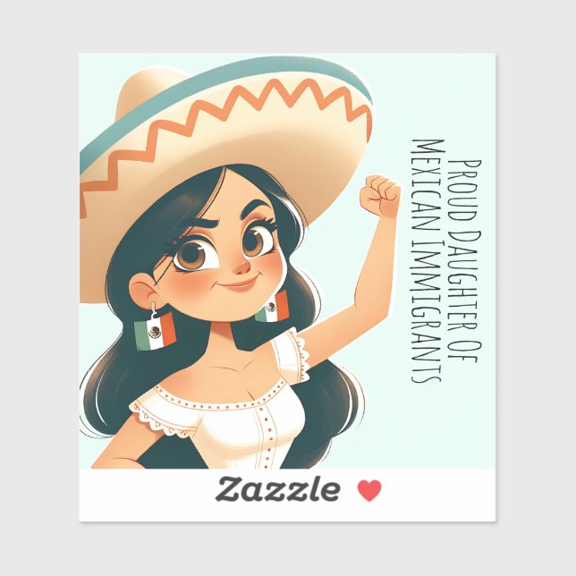 Editable Text Proud Daughter of Mexican Immigrants Sticker (Sheet)