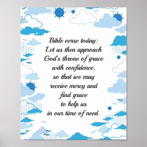 Editable Text with Cloudy White Sky Pattern Poster