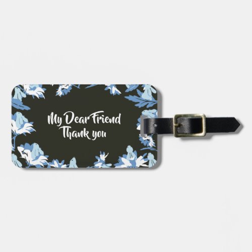 Editable Text with Floral Rabbit Art Luggage Tag