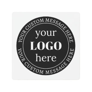 Editable Text & Your Logo or other Design Metal Print