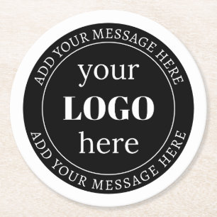 Editable Text & Your Logo or other Design Round Paper Coaster