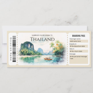 Editable Thailand Plane Boarding Pass Ticket Invitation
