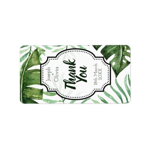 Editable Thank You Green Tropical Party Favor Label