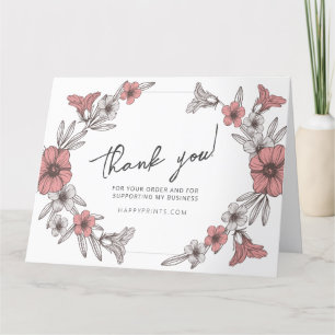 Editable Thanks For Your Purchase Business Letterpress Thank You Card
