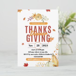 editable Thanksgiving Dinner Invitation , thankful